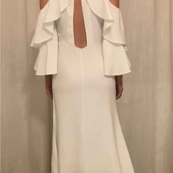 Rare Design, Zara Studio White Cold Shoulder Ruffle Sleeve Backless Midi Dress - Picture 5 of 12